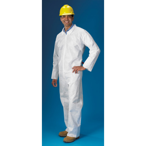 Elastic Wrists and Ankles Pack of 25 XL Attached Hood Zipper Front White Keystone CVLSMSREGHE-XL-White SMS Coverall 